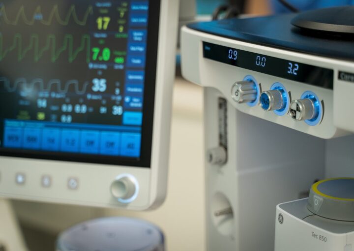 Medical monitor showing vital signs