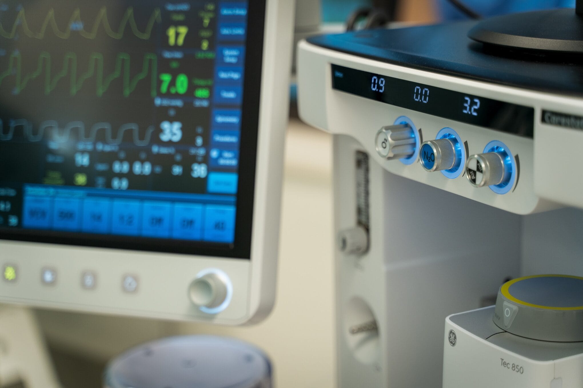 Medical monitor showing vital signs